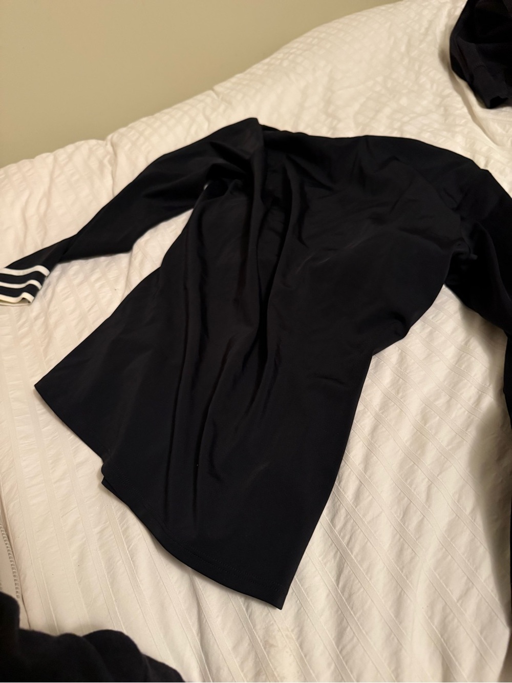 NWT Boden Black Long Sleeve SPF/Swim Top with White Stripe Cuff Detail